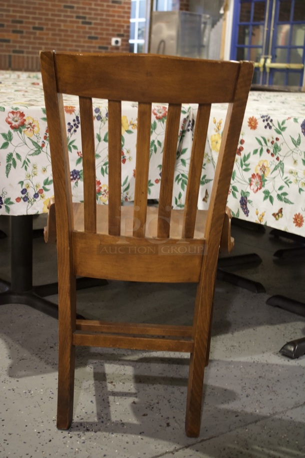 SOLID CRAFTSMANSHIP! Set Of 4 Wooden Ladder Back Chairs. 
18x13x35
some chairs are darker than others.  - Image 3 of 3