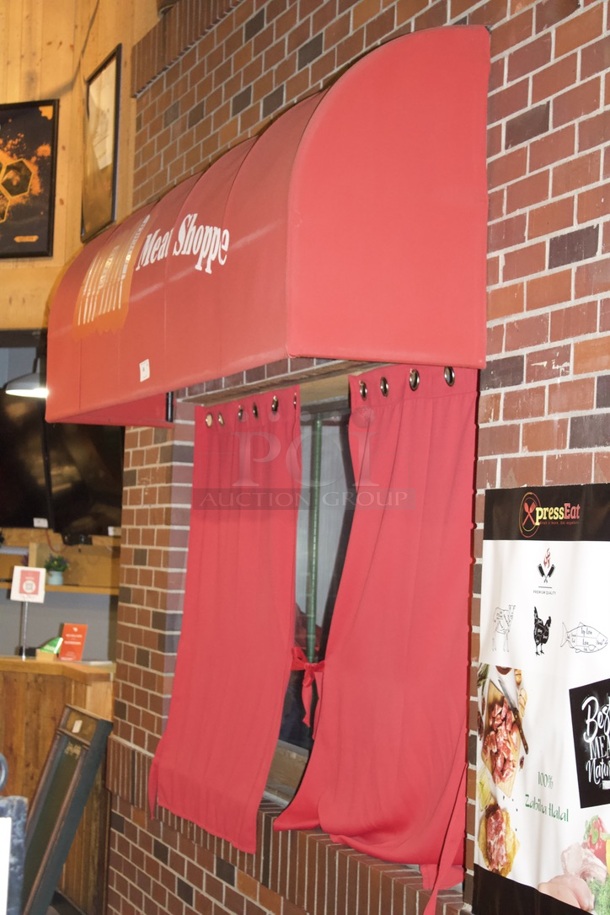 Large Red Awning With Drapes.  - Image 3 of 3