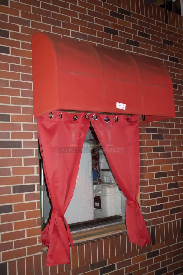 Red Awning With Drapes. - Image 1 of 1