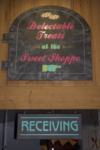 Wood "Delectable Treat At The Sweet Shopped" and Order "Receiving" Sign. 2x Your Bid 