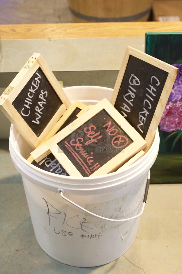 Bucket Full Of Mini-Easels With Chalkboards.  - Image 6 of 7