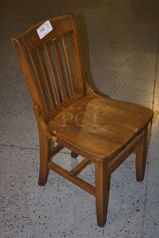 SOLID CRAFTSMANSHIP! Set Of 4 Wooden Ladder Back Chairs. 
18x13x35
some chairs are darker than others.  - Image 4 of 4