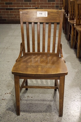BEAUTIFUL! Set Of 4 Solid Wood Vertical Ladder Back Chairs. 18x13x35  
4x Your Bid.                      
some chairs are darker than others.