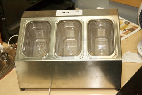 NEW/NEVER USED! Jiwins 3 Well Metal Organizer With (3) 1/9 x 4" Food Pans