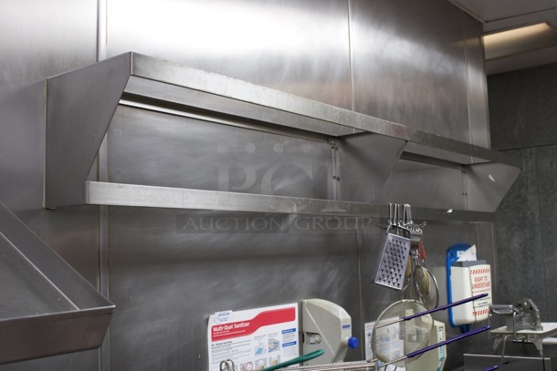 Wall Mounted Dual Level Pot / Pan Hanging Rack W/ Hooks And Misc. Smallwares. 96x12x12 - Image 4 of 5