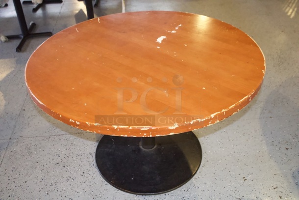 AWESOME! Round Wood Dining Table With Column Stand And Round Weighted Base. 48x29 - Image 4 of 6
