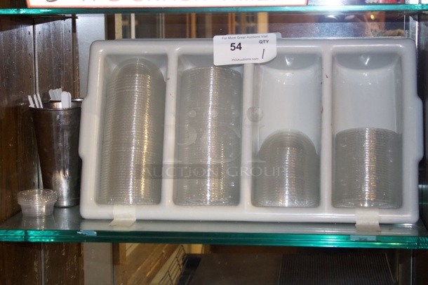 Tablecraft 4 Slot Cutlery Bin, Gray. With To-Go Lids. 22x12x4 - Image 1 of 1
