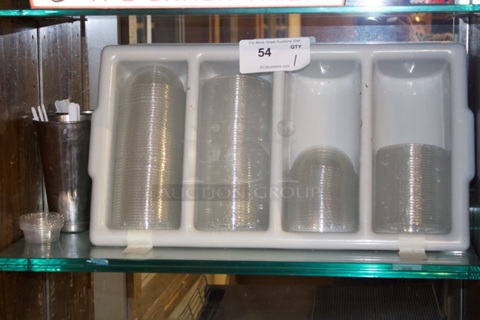 Tablecraft 4 Slot Cutlery Bin, Gray. With To-Go Lids. 22x12x4