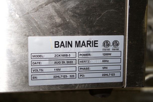 LIKE NEW! SYBO ZCK165BT-3 Bain Marie Buffet Food Warmer Steam Table With Lid - Image 3 of 4