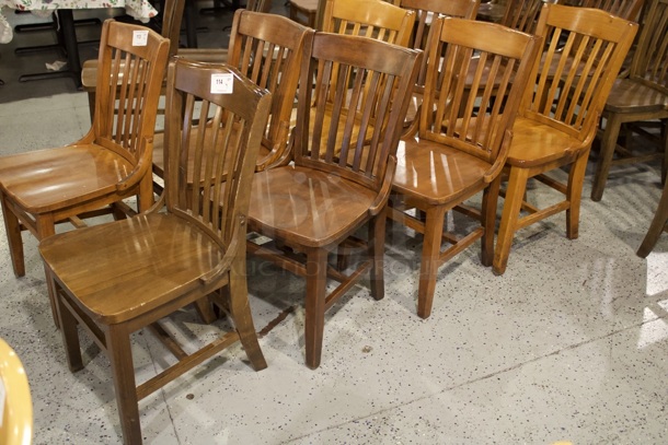 SOLID CRAFTSMANSHIP! Set Of 4 Wooden Ladder Back Chairs. 
18x13x35
some chairs are darker than others.  - Image 2 of 3