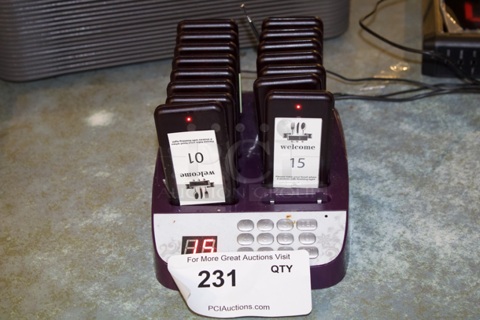 Monitor and Vibrating Party Alert System / Table Ready. Works Perfect. 15 Pieces With Dock