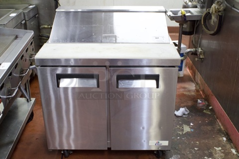 Coldline SCL2-36-E-HC 36-inch  Sandwich Prep Table, 10 Pans. 
36 ¼ x 29 1/2 x 45
HP: 1/5 AMPS: 3.24 VOLTAGE: 115/60/1