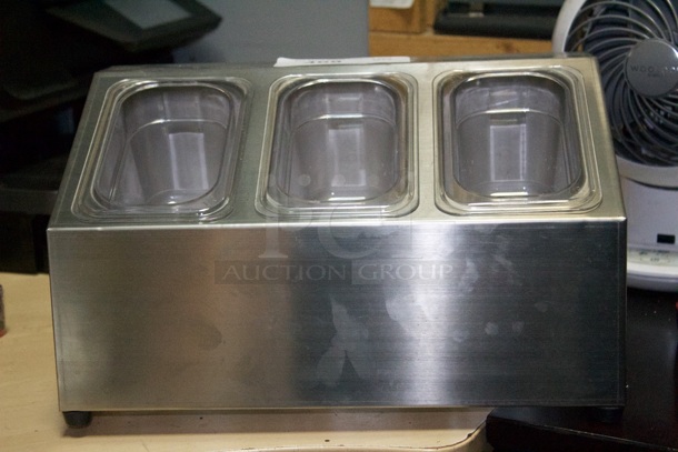 NEW/NEVER USED! Jiwins 3 Well Metal Organizer With (3) 1/9 x 4" Food Pans - Image 2 of 5
