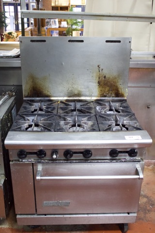 American Range 6 Burner Range With Oven Base, Natural Gas. 36x32x58