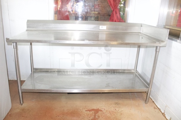 72" Stainless Steel Poly Top Work Table With Under-Shelf, Backsplash and Right Side Splash Guards, Poly cutting board not included.  - Image 2 of 4