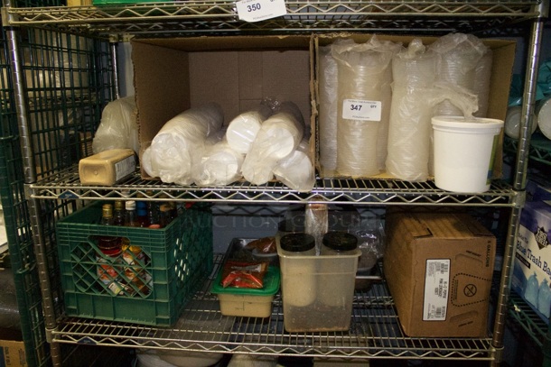 ALL-FOR-ONE Two Shelves Full OF To-Go Containers Drink Mixes, Hi-C Bag In Box And Misc.  - Image 1 of 1