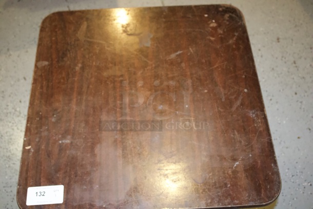 Nice 30"x30" Wood Table With Metal Column Base.  - Image 3 of 3