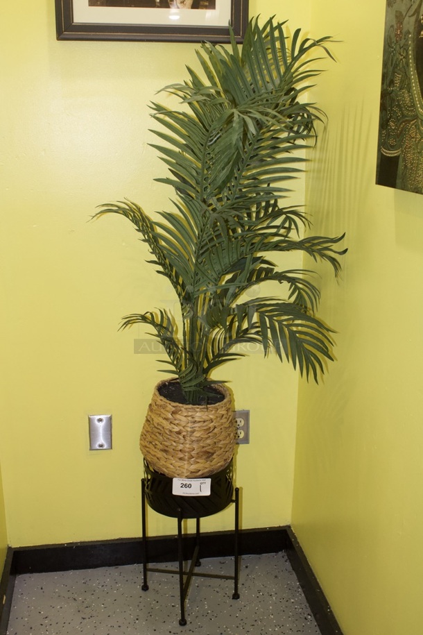 ULTRA REALISTIC! Artificial Plant In Pot On Decorative Metal Stand. - Image 1 of 1