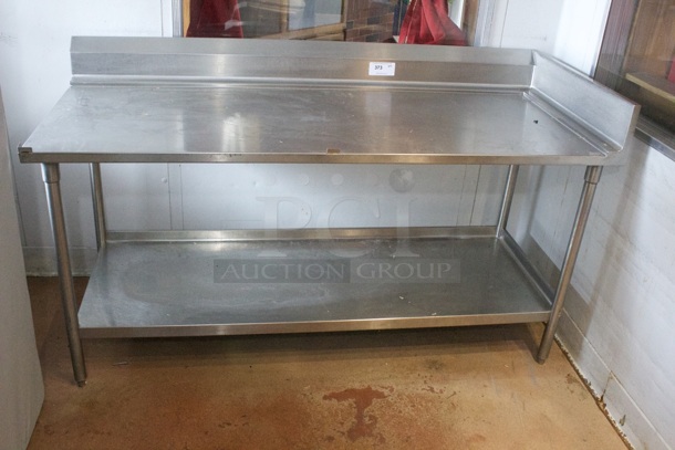 72" Stainless Steel Poly Top Work Table With Under-Shelf, Backsplash and Right Side Splash Guards, Poly cutting board not included.  - Image 1 of 4