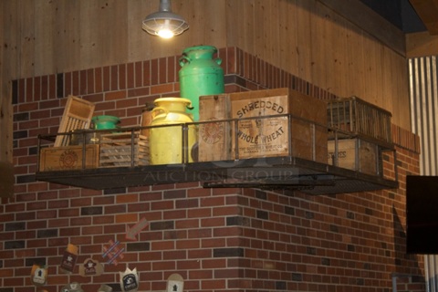 Steel Faux Fire Escape With Ladder & Various Decorations, Wall Mounted