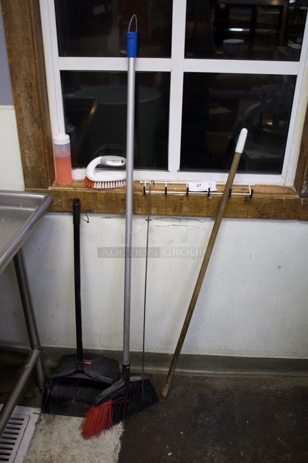 Wall Mounted Wire With Hooks For Hanging Mop/Broom/Cleaning and Etc. Everything Pictured Is Included.  - Image 2 of 2