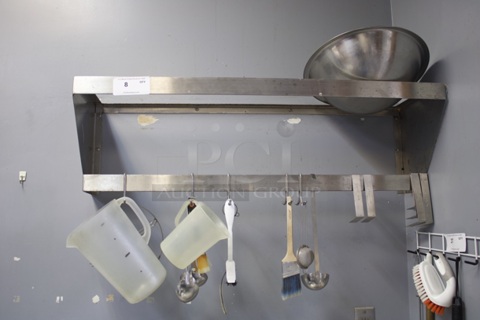 ALL-FOR-ONE MONEY! Eagle Group 42-1/2" Double Line Wall Mounted Pan/Pot Drying Rack With Miscellaneous Smallwares.             
42-1/2"x12"x12"