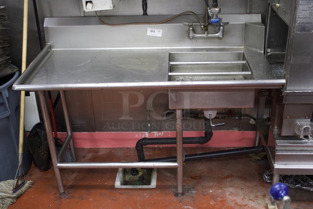 Stainless Steel Left Side Soil Table With Faucet, Pre-Rinse Unit, Removable Rail For Sliding Racks. - Image 4 of 5