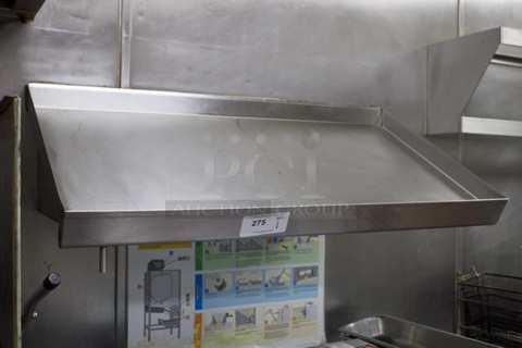 42" Stainless Steel Wall Mounted Slanted Rack Shelf With Drain. 