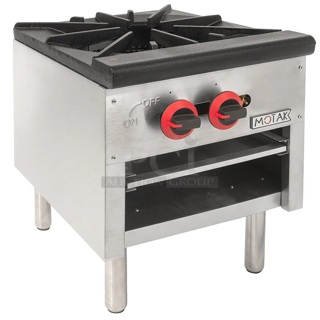 BRAND NEW IN THE CRATE!! MOTAK MSP-1-N Burner Stock Pot Range 18"W x 21"D x 15.75"H, 80,000 total BTU, natural gas