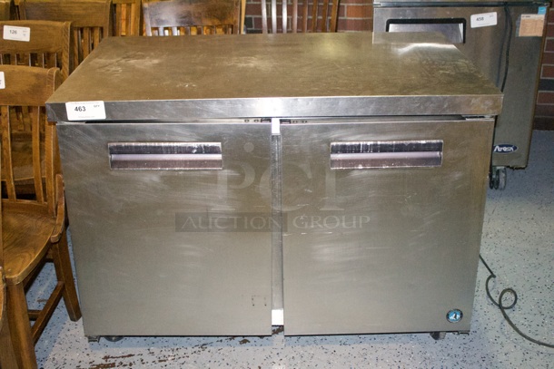 Hoshizaki CRMR48-12, Refrigerator, Two Section Undercounter, Stainless Doors On Commercial Casters. Tested. Turns On.  - Image 2 of 3