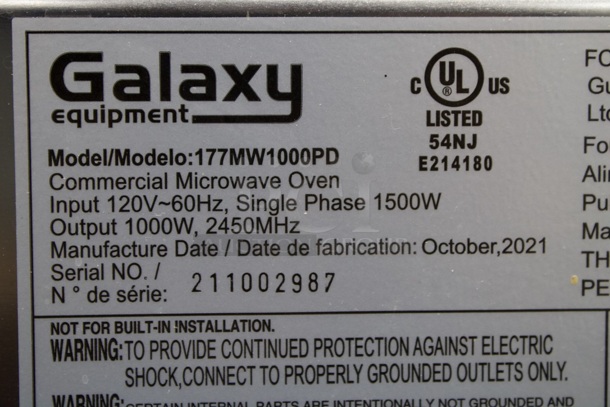 LIKE NEW!! Galaxy 177MW1000PD Office Series Microwave with Dial Controls - 120V, 1000W. STILL IN FACTORY WRAPPING.  - Image 7 of 7