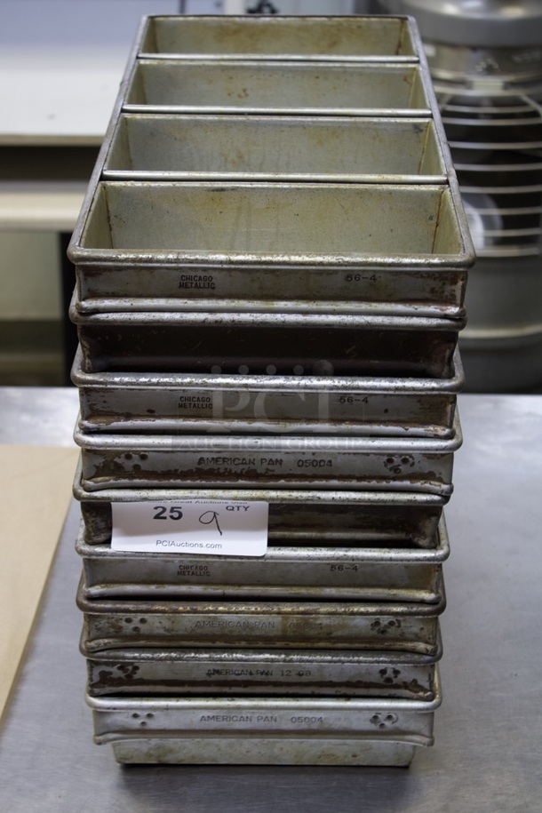 4-Strap Bread Baking Pans. Overal: Individual Pan Size: 9.5" x 5" X 2-3/4". 9x Your Bid  - Image 2 of 3