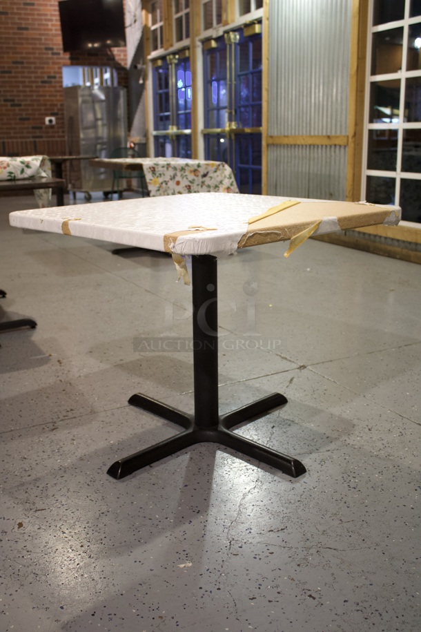 34in x 34in Restaurant Table With Standard Column Base & Flower Pattern Table Cloth.   - Image 3 of 5