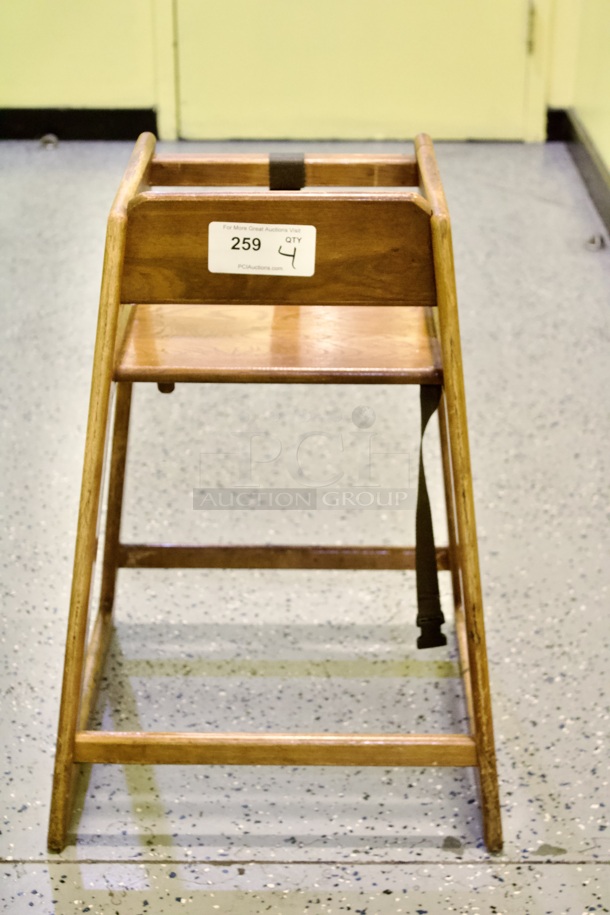 Set of 4 Wood Highchairs, Stackable. 4x Your Bid - Image 5 of 5