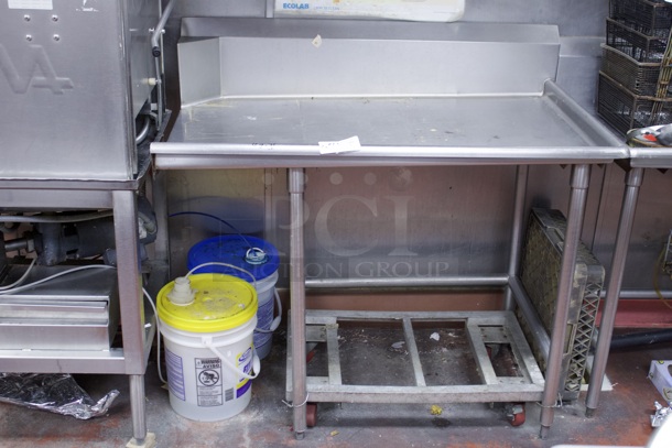 Stainless Steel Right Side Clean Dish Table For Pass-Thru Dishwasher With Glass Rack Storage Underneath.  - Image 3 of 3