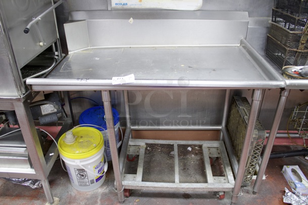 Stainless Steel Right Side Clean Dish Table For Pass-Thru Dishwasher With Glass Rack Storage Underneath.  - Image 2 of 3