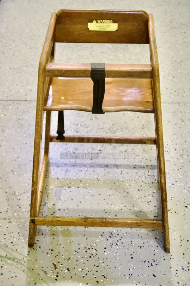Set of 4 Wood Highchairs, Stackable. 4x Your Bid - Image 1 of 5
