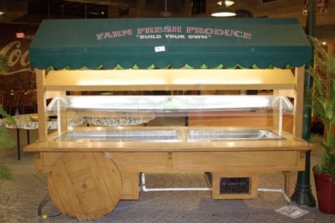 Salad / Cold Topping Bar With 2 Drop-In Cold Wells. Tested. In Perfect Working Order. 115v
Cold Well 1 Dimensions: 56x26
Cold Well 2 Dimensions: 43-1/2x26 