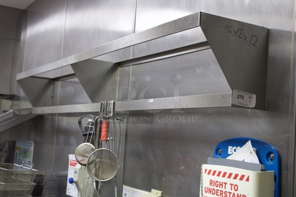 Wall Mounted Dual Level Pot / Pan Hanging Rack W/ Hooks And Misc. Smallwares. 96x12x12 - Image 2 of 5