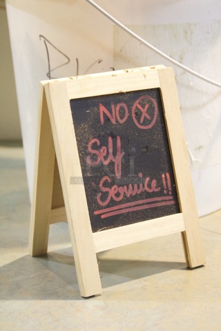 Bucket Full Of Mini-Easels With Chalkboards. 
