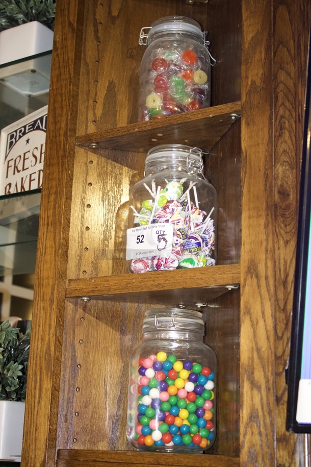 FUNCTIONAL DECORATIONS! (1) Vintage Glass and Metal Food Chopper Jar with Wood Chopping Block &  (4) Locking Glass Mason Jars With Air Tight Seals. 5x Your Bid - Image 3 of 4