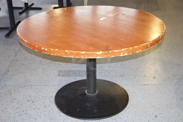 AWESOME! Round Wood Dining Table With Column Stand And Round Weighted Base. 48x29 - Image 3 of 6