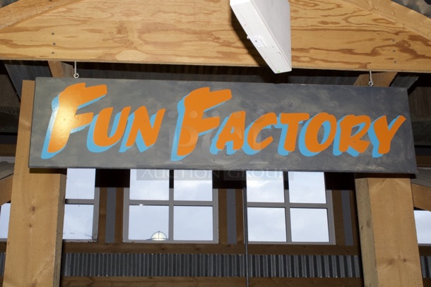 Large Wooden "Fun Factory" Sign  - Image 1 of 3
