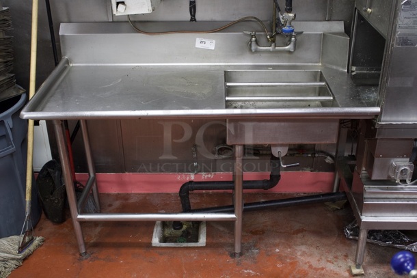Stainless Steel Left Side Soil Table With Faucet, Pre-Rinse Unit, Removable Rail For Sliding Racks. - Image 2 of 5
