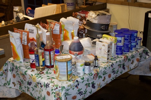 TABLE FULL of YES!! Drink Mixes, Syrups, Bakery Ingredients, To-Go Containers, Cake Pans And More!! 