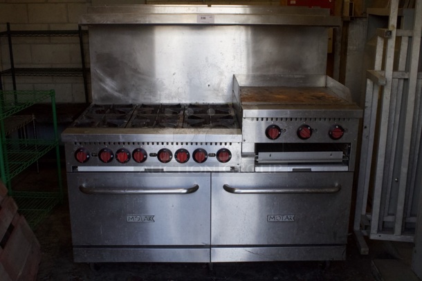 MoTak MR10-G24-C-S 60" 6 Burner Gas Range w/ Griddle & (2) Standard Ovens, Convertible, 360000BTU - Image 1 of 8