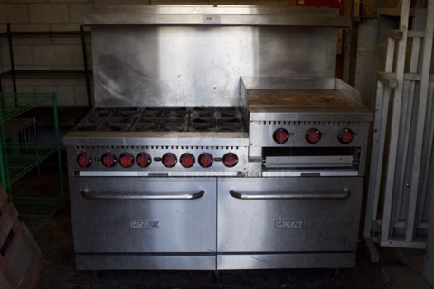 MoTak MR10-G24-C-S 60" 6 Burner Gas Range w/ Griddle & (2) Standard Ovens, Convertible, 360000BTU