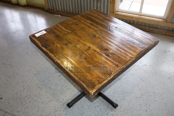 THICK! Solid Wood Table With Column Cross-Base 33x33x30 - Image 2 of 7