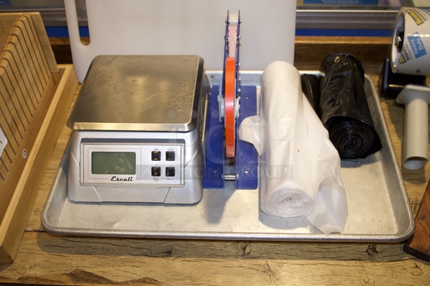 ALL-FOR-ONE: Bread Slicer Cutting Guide. Cutting Board, Sheet Pan, Knives, Grill Tools, Baking Tools, Labeler, Garbage Bags, Digital Scale, Wooden Recipe Holder, Tape Gun, Spatula, Whisk - Image 6 of 8