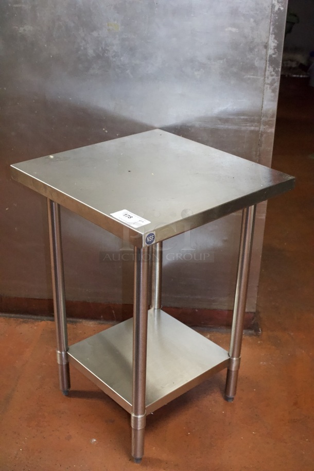 Regency 24" x 24" 18-Gauge 304 Stainless Steel Commercial Work Table with Galvanized Legs and Undershelf - Image 4 of 5